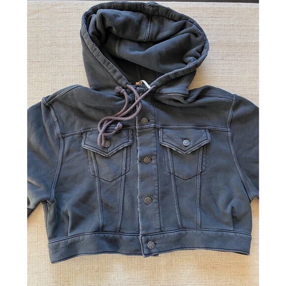 FREE PEOPLE Hooded Dreamer’s Cropped Jacket Gray XS TP - Picture 1 of 10